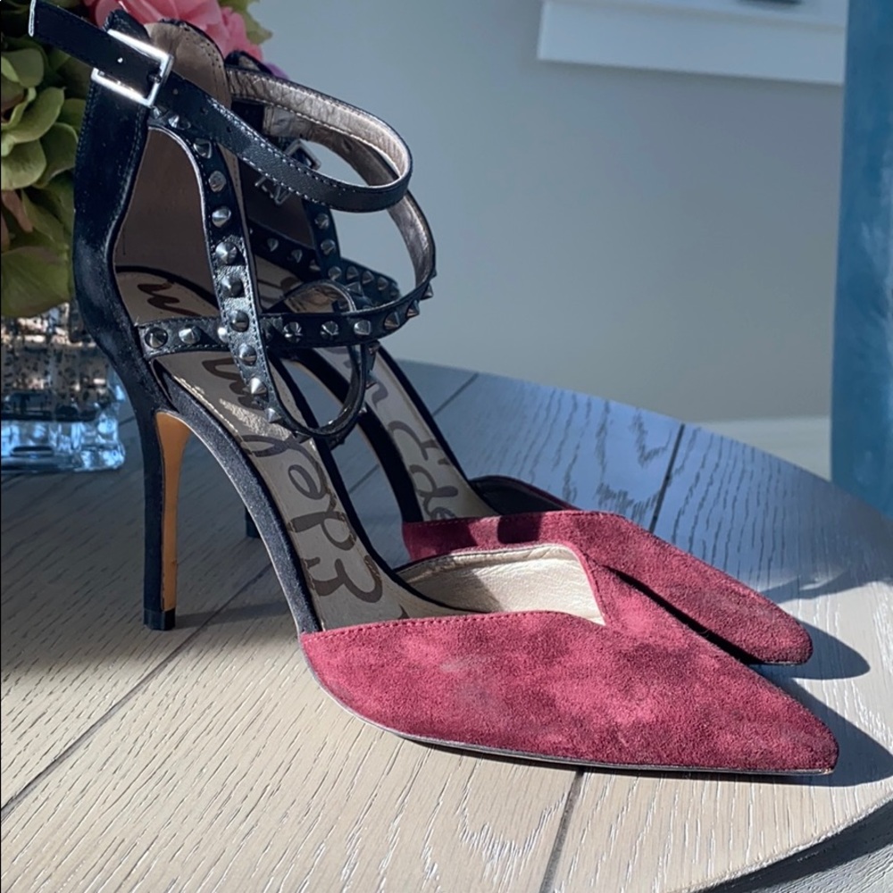 Maroon and black dressy heels